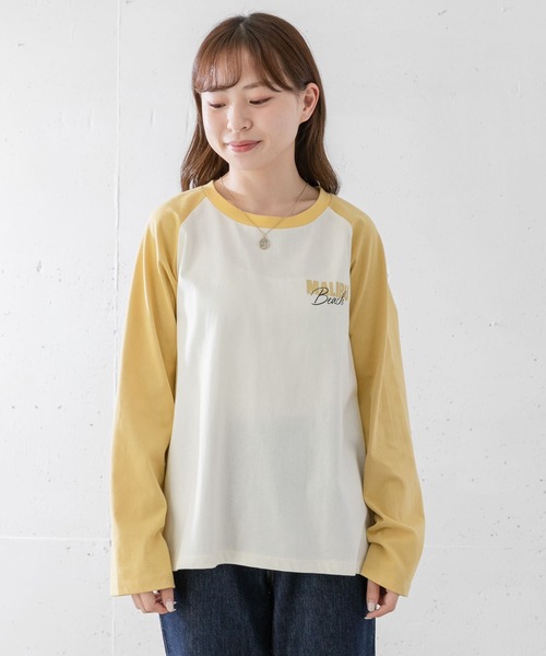 URBAN RESEARCH Sonny Label(アーバンリサーチサニーレーベル)の「ラグランロゴプリントロングTシャツ(Tシャツ/カットソー・レディース・モカ/スミクロ/イエロー・FREE)」の21枚目の写真