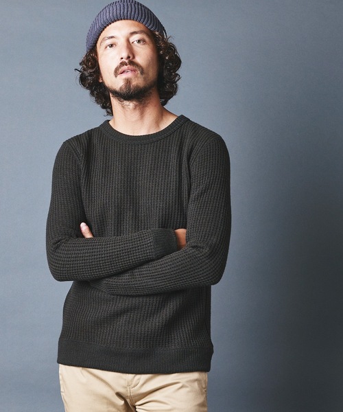 Magine(マージン)の「WOOL WAFFLE KNITSAW C/N L/S ウールワッフル ニットソー クルーネック ロングスリーブ(Tシャツ/カットソー・メンズ・チャコールグレー/ブラック/ネイビー/オリーブ・44/46/48)」の3枚目の写真
