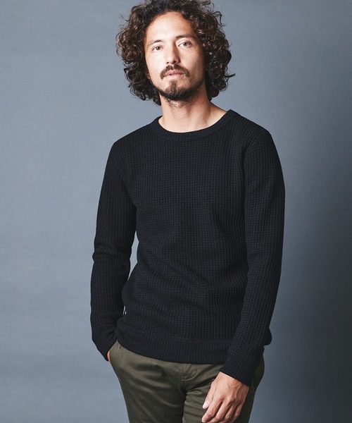 Magine(マージン)の「WOOL WAFFLE KNITSAW C/N L/S ウールワッフル ニットソー クルーネック ロングスリーブ(Tシャツ/カットソー・メンズ・チャコールグレー/ブラック/ネイビー/オリーブ・44/46/48)」の22枚目の写真