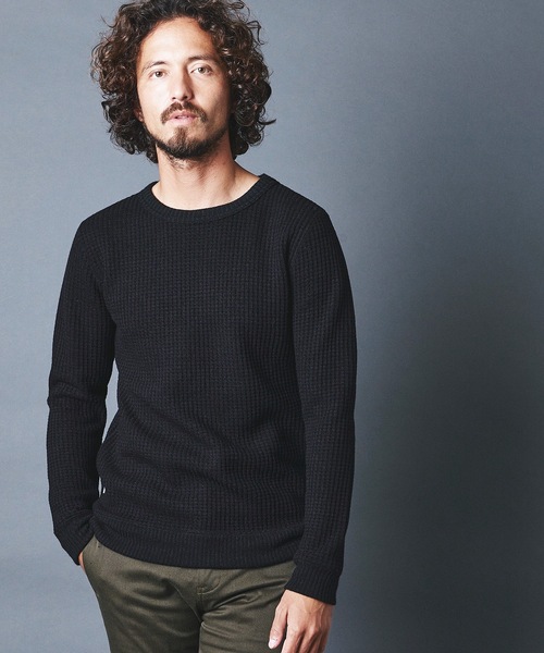 Magine(マージン)の「WOOL WAFFLE KNITSAW C/N L/S ウールワッフル ニットソー クルーネック ロングスリーブ(Tシャツ/カットソー・メンズ・チャコールグレー/ブラック/ネイビー/オリーブ・44/46/48)」の5枚目の写真