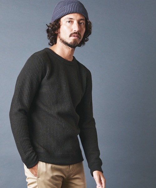 Magine(マージン)の「WOOL WAFFLE KNITSAW C/N L/S ウールワッフル ニットソー クルーネック ロングスリーブ(Tシャツ/カットソー・メンズ・チャコールグレー/ブラック/ネイビー/オリーブ・44/46/48)」の13枚目の写真