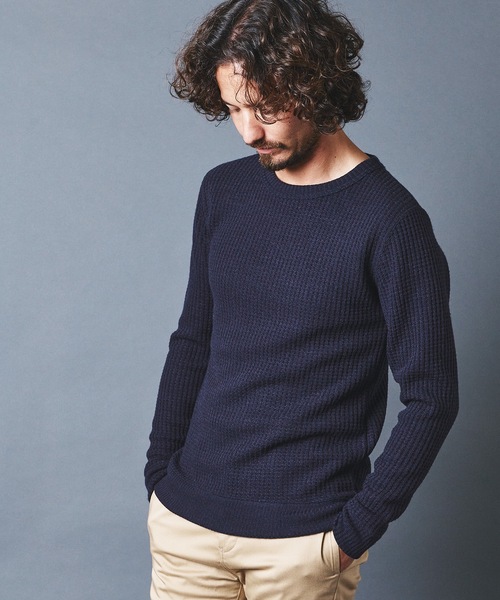 Magine(マージン)の「WOOL WAFFLE KNITSAW C/N L/S ウールワッフル ニットソー クルーネック ロングスリーブ(Tシャツ/カットソー・メンズ・チャコールグレー/ブラック/ネイビー/オリーブ・44/46/48)」の6枚目の写真