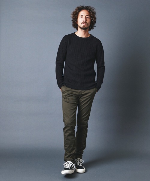Magine(マージン)の「WOOL WAFFLE KNITSAW C/N L/S ウールワッフル ニットソー クルーネック ロングスリーブ(Tシャツ/カットソー・メンズ・チャコールグレー/ブラック/ネイビー/オリーブ・44/46/48)」の10枚目の写真