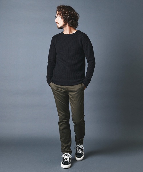 Magine(マージン)の「WOOL WAFFLE KNITSAW C/N L/S ウールワッフル ニットソー クルーネック ロングスリーブ(Tシャツ/カットソー・メンズ・チャコールグレー/ブラック/ネイビー/オリーブ・44/46/48)」の19枚目の写真