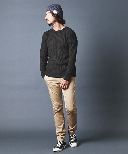 Magine(マージン)の「WOOL WAFFLE KNITSAW C/N L/S ウールワッフル ニットソー クルーネック ロングスリーブ(Tシャツ/カットソー・メンズ・チャコールグレー/ブラック/ネイビー/オリーブ・44/46/48)」の7枚目の写真