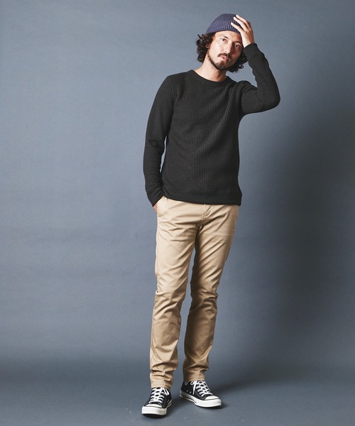 Magine(マージン)の「WOOL WAFFLE KNITSAW C/N L/S ウールワッフル ニットソー クルーネック ロングスリーブ(Tシャツ/カットソー・メンズ・チャコールグレー/ブラック/ネイビー/オリーブ・44/46/48)」の11枚目の写真