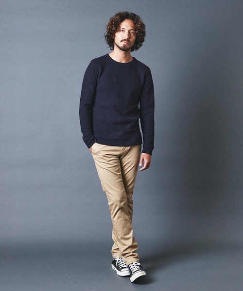 Magine(マージン)の「WOOL WAFFLE KNITSAW C/N L/S ウールワッフル ニットソー クルーネック ロングスリーブ(Tシャツ/カットソー・メンズ・チャコールグレー/ブラック/ネイビー/オリーブ・44/46/48)」の20枚目の写真
