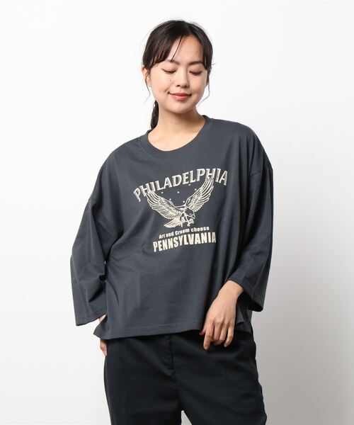 Samansa Mos2 blue(サマンサモスモスブルー)の「アニマルプリントTシャツ(Tシャツ/カットソー・レディース・グレー/オフホワイト/チャコール・フリ-)」の3枚目の写真