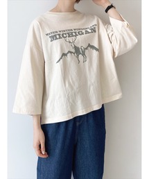 Samansa Mos2 blue | アニマルプリントTシャツ(Tシャツ/カットソー)