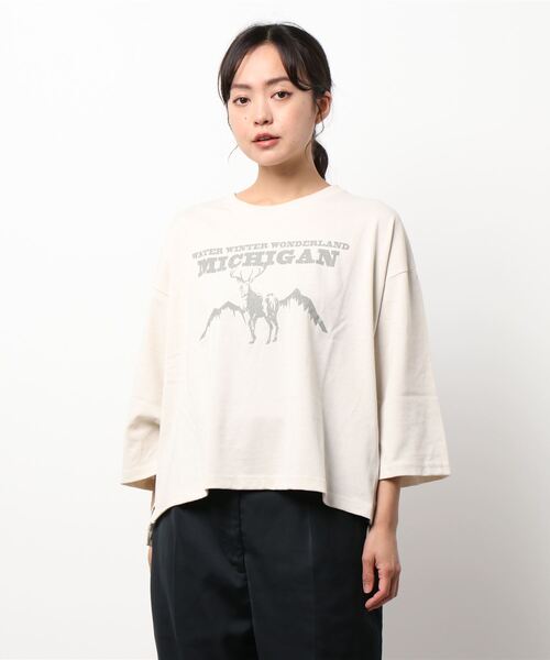 Samansa Mos2 blue(サマンサモスモスブルー)の「アニマルプリントTシャツ(Tシャツ/カットソー・レディース・グレー/オフホワイト/チャコール・フリ-)」の7枚目の写真