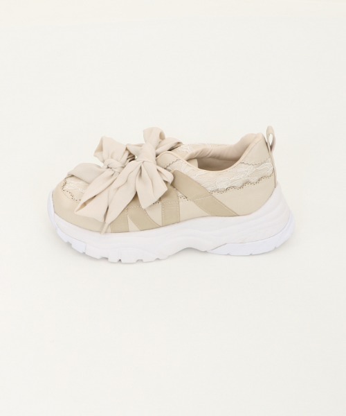 axes femme（アクシーズファム）の「レース使いダッドスニーカー（スニーカー・レディース・ブラック/ベージュ・MEDIUM/LARGE）」の5枚目の写真