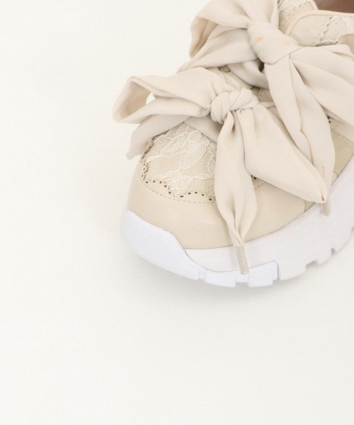 axes femme（アクシーズファム）の「レース使いダッドスニーカー（スニーカー・レディース・ブラック/ベージュ・MEDIUM/LARGE）」の7枚目の写真