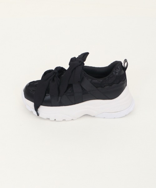 axes femme（アクシーズファム）の「レース使いダッドスニーカー（スニーカー・レディース・ブラック/ベージュ・MEDIUM/LARGE）」の13枚目の写真