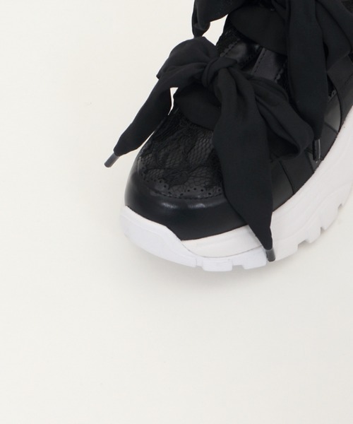 axes femme（アクシーズファム）の「レース使いダッドスニーカー（スニーカー・レディース・ブラック/ベージュ・MEDIUM/LARGE）」の15枚目の写真