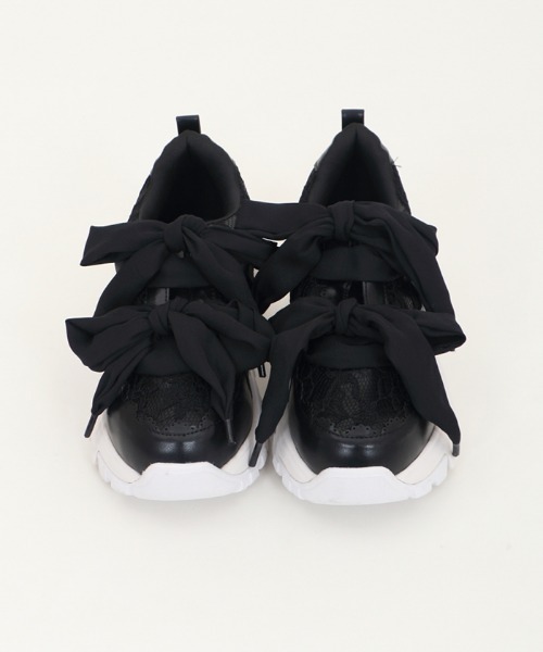 axes femme（アクシーズファム）の「レース使いダッドスニーカー（スニーカー・レディース・ブラック/ベージュ・MEDIUM/LARGE）」の20枚目の写真