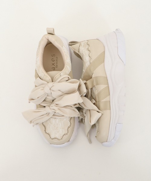 axes femme（アクシーズファム）の「レース使いダッドスニーカー（スニーカー・レディース・ブラック/ベージュ・MEDIUM/LARGE）」の21枚目の写真