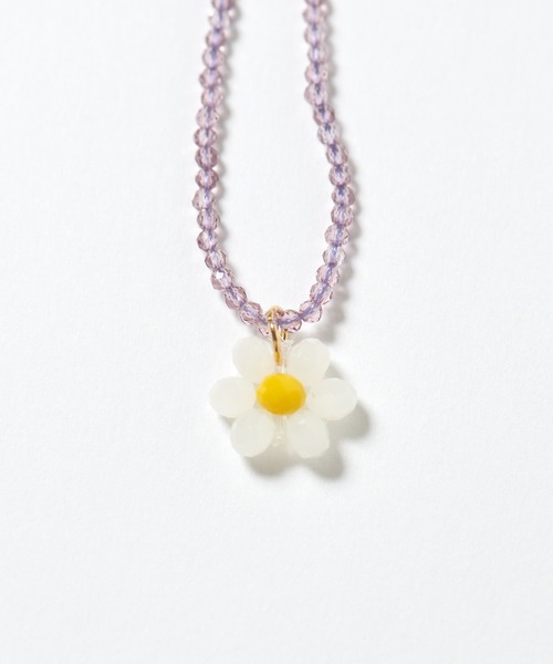 WHO'S WHO gallery（フーズフーギャラリー）の「フラワービーズネックレス（ネックレス・レディース・パープル・FREE）」の7枚目の写真