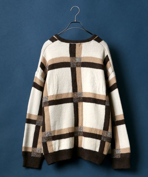 ANPAS（アンパス）の「Paisley Plaid Jacquard Knit Cardigan/ペイズリー チェック ジャガード ニットルーズカーディガン（カーディガン/ボレロ・メンズ・ブラック/ブラウン/グレイッシュブルー/キナリ・LL/M/L）」の14枚目の写真