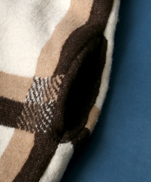 ANPAS（アンパス）の「Paisley Plaid Jacquard Knit Cardigan/ペイズリー チェック ジャガード ニットルーズカーディガン（カーディガン/ボレロ・メンズ・ブラック/ブラウン/グレイッシュブルー/キナリ・LL/M/L）」の7枚目の写真