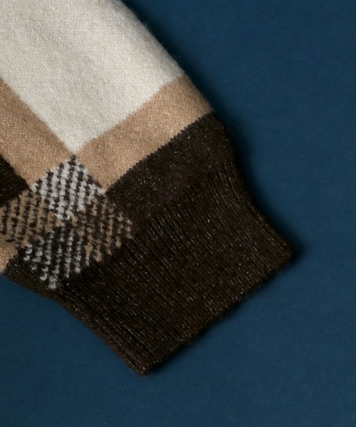 ANPAS（アンパス）の「Paisley Plaid Jacquard Knit Cardigan/ペイズリー チェック ジャガード ニットルーズカーディガン（カーディガン/ボレロ・メンズ・ブラック/ブラウン/グレイッシュブルー/キナリ・LL/M/L）」の15枚目の写真