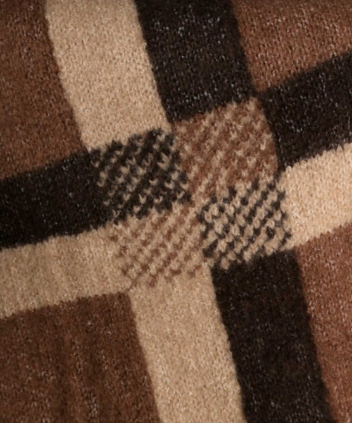 ANPAS（アンパス）の「Paisley Plaid Jacquard Knit Cardigan/ペイズリー チェック ジャガード ニットルーズカーディガン（カーディガン/ボレロ・メンズ・ブラック/ブラウン/グレイッシュブルー/キナリ・LL/M/L）」の6枚目の写真