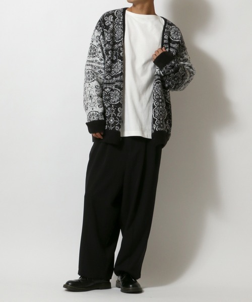 ANPAS（アンパス）の「Paisley Plaid Jacquard Knit Cardigan/ペイズリー チェック ジャガード ニットルーズカーディガン（カーディガン/ボレロ・メンズ・ブラック/ブラウン/グレイッシュブルー/キナリ・LL/M/L）」の20枚目の写真
