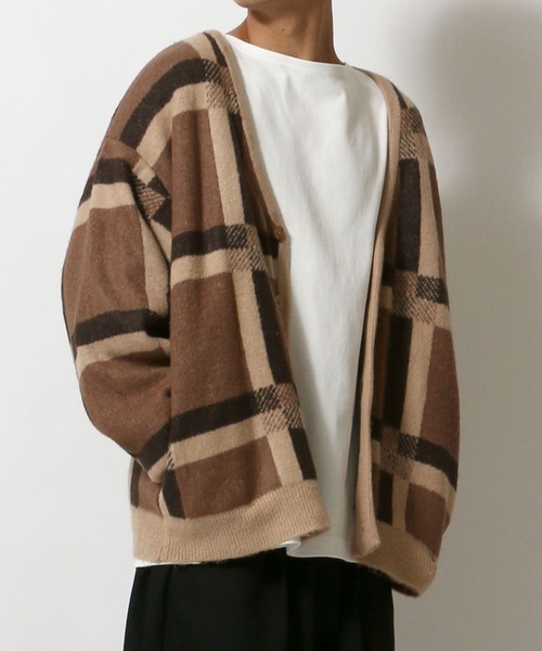 ANPAS（アンパス）の「Paisley Plaid Jacquard Knit Cardigan/ペイズリー チェック ジャガード ニットルーズカーディガン（カーディガン/ボレロ・メンズ・ブラック/ブラウン/グレイッシュブルー/キナリ・LL/M/L）」の18枚目の写真