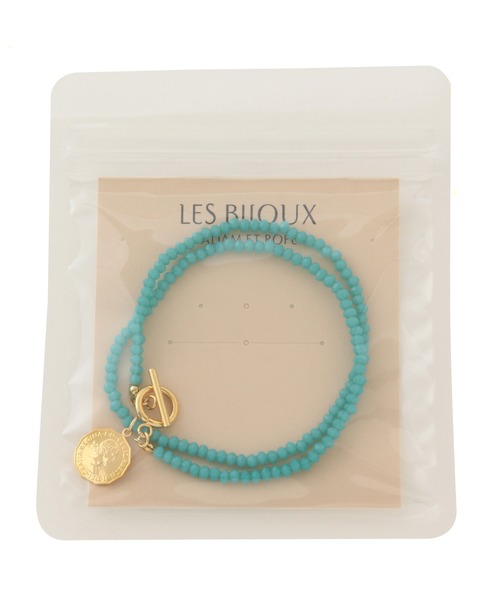 ADAM ET ROPE'(アダムエロペ)の「【LES BIJOUX】カラービーズコインネックレス(ネックレス・レディース・ターコイズブルー・FREE)」の3枚目の写真