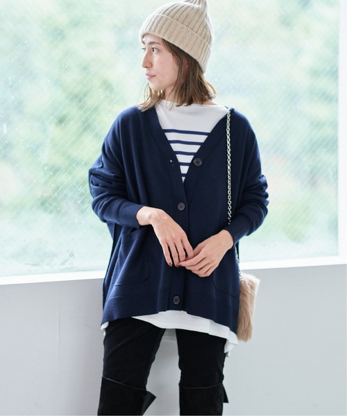 FRAMeWORK Vネック ビッグカーディガン ネイビー FRAMeWORK（フレームワーク）の「Vネック ビッグカーディガン2