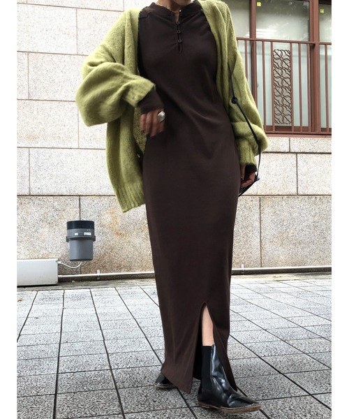 ulu（ウル）の「Rib tight long dress（ワンピース・レディース・ブラウン・FREE）」の6枚目の写真