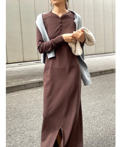 ulu（ウル）の「Rib tight long dress（ワンピース・レディース・ブラウン・FREE）」の9枚目の写真