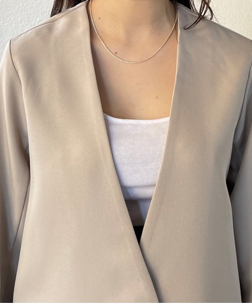 Shelly island（シェリーアイランド）の「ノーカラージャケット（ノーカラージャケット・レディース・ブラック/グレイッシュベージュ・M）」の15枚目の写真