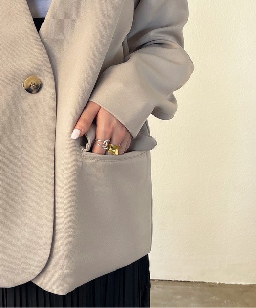 Shelly island（シェリーアイランド）の「ノーカラージャケット（ノーカラージャケット・レディース・ブラック/グレイッシュベージュ・M）」の16枚目の写真