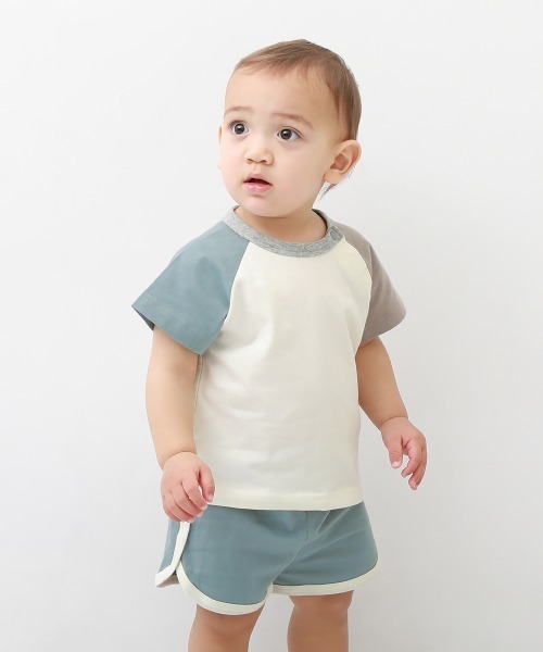 devirock（デビロック）の「ベビー 配色Tシャツ＆パンツセット（その他ベビーウェア・キッズ・サックスブルー/ブルー系その他/ブルーグレー/マスタード・120cm/80ｃｍ/90cm/110cm/100cm）」の4枚目の写真