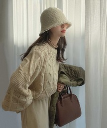 apres jour clair | 【apres jour clair】パッチワークケーブルニット(ニット/セーター)