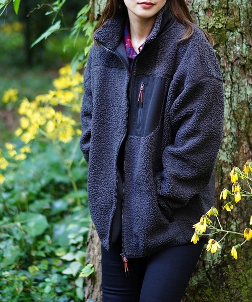 GIORDANO（ジョルダーノ）の「[ GIORDANO ] ボアフリーススタンドジャケット（ブルゾン・レディース・カーキ/グレー系その他/グレー・LARGE/SMALL/MEDIUM/X-LARGE/XX-LARGE）」の3枚目の写真