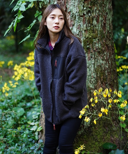 GIORDANO（ジョルダーノ）の「[ GIORDANO ] ボアフリーススタンドジャケット（ブルゾン・レディース・カーキ/グレー系その他/グレー・LARGE/SMALL/MEDIUM/X-LARGE/XX-LARGE）」の16枚目の写真