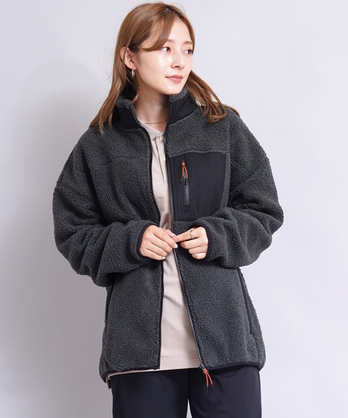 GIORDANO（ジョルダーノ）の「[ GIORDANO ] ボアフリーススタンドジャケット（ブルゾン・レディース・カーキ/グレー系その他/グレー・LARGE/SMALL/MEDIUM/X-LARGE/XX-LARGE）」の14枚目の写真