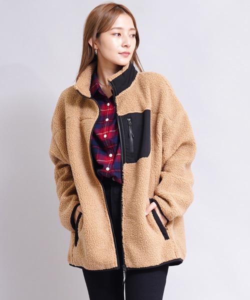 GIORDANO（ジョルダーノ）の「[ GIORDANO ] ボアフリーススタンドジャケット（ブルゾン・レディース・カーキ/グレー系その他/グレー・LARGE/SMALL/MEDIUM/X-LARGE/XX-LARGE）」の7枚目の写真