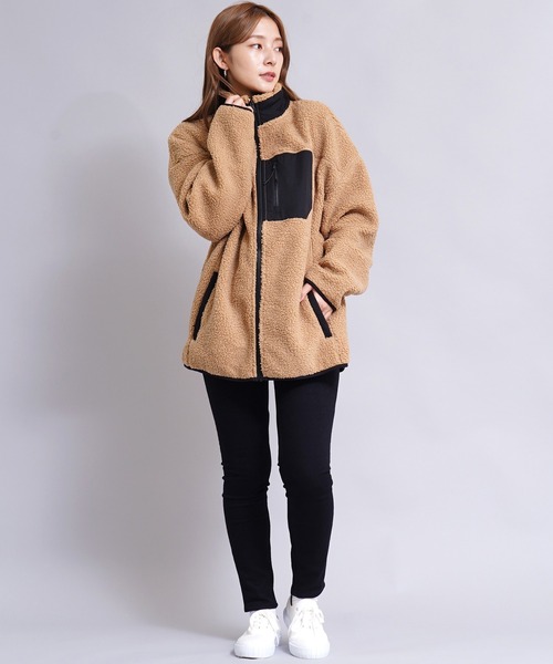 GIORDANO（ジョルダーノ）の「[ GIORDANO ] ボアフリーススタンドジャケット（ブルゾン・レディース・カーキ/グレー系その他/グレー・LARGE/SMALL/MEDIUM/X-LARGE/XX-LARGE）」の5枚目の写真