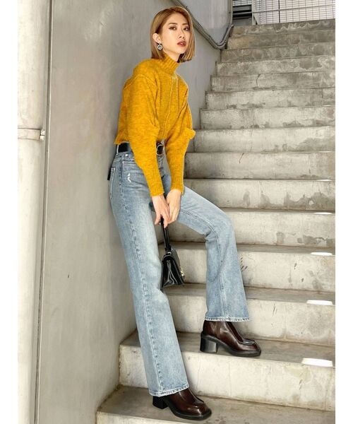 EMODA（エモダ）の「タックスリーブショートニット（ニット/セーター・レディース・ブラック/グリーン/マスタード・FREE）」の8枚目の写真