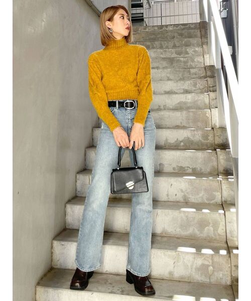 EMODA（エモダ）の「タックスリーブショートニット（ニット/セーター・レディース・ブラック/グリーン/マスタード・FREE）」の9枚目の写真