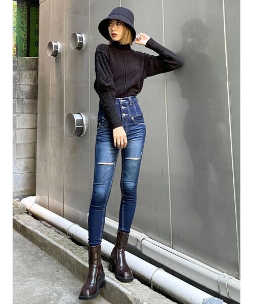 EMODA（エモダ）の「タックスリーブショートニット（ニット/セーター・レディース・ブラック/グリーン/マスタード・FREE）」の14枚目の写真