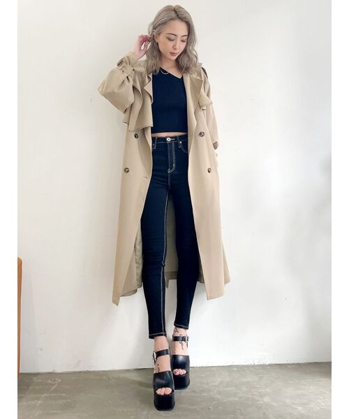 GYDA　mix material layer トレンチコート ホワイト GYDAmix material layer トレンチコート ホワイト
