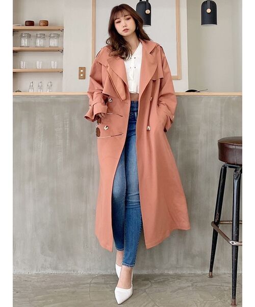 GYDA　mix material layer トレンチコート ホワイト mix material layer トレンチコート｜ジェイダ（GYDA