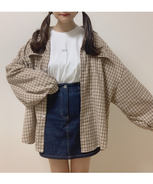ブラウス シャツ ゆるだぼチェックシャツ レディース Cham. ブラウス シャツ ゆるだぼチェックシャツ レディース