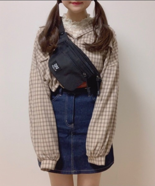 Cham.（チャム）の「ゆるだぼチェックシャツ（シャツ/ブラウス・レディース・ベージュ・FREE）」の14枚目の写真