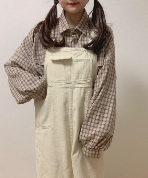 Cham.（チャム）の「ゆるだぼチェックシャツ（シャツ/ブラウス・レディース・ベージュ・FREE）」の21枚目の写真