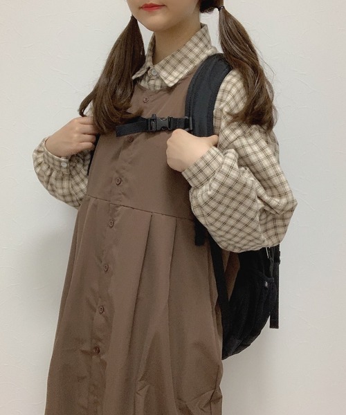 Cham.（チャム）の「ゆるだぼチェックシャツ（シャツ/ブラウス・レディース・ベージュ・FREE）」の6枚目の写真