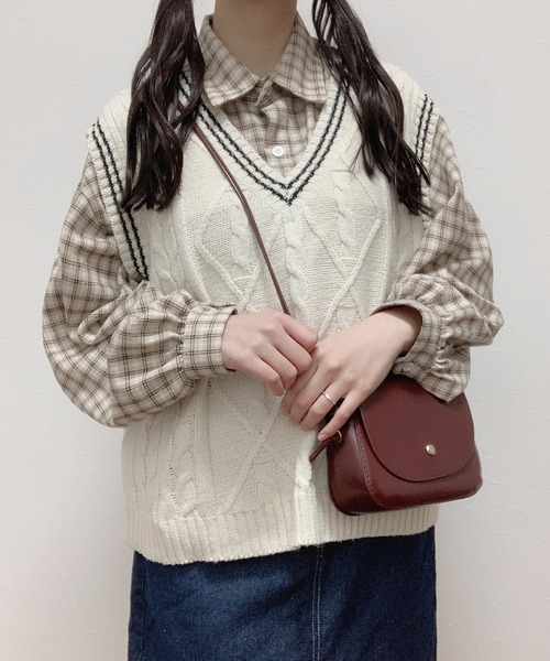 Cham.（チャム）の「ゆるだぼチェックシャツ（シャツ/ブラウス・レディース・ベージュ・FREE）」の16枚目の写真